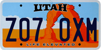 UT license plate Z070XM