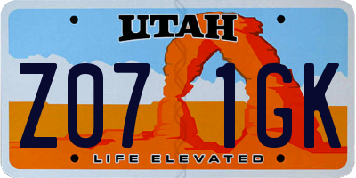 UT license plate Z071GK