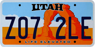 UT license plate Z072LE