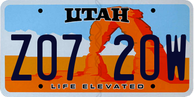 UT license plate Z072OW