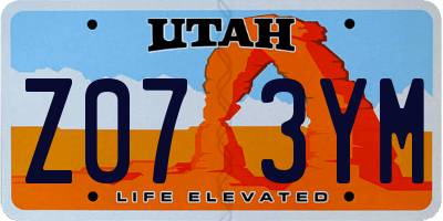 UT license plate Z073YM