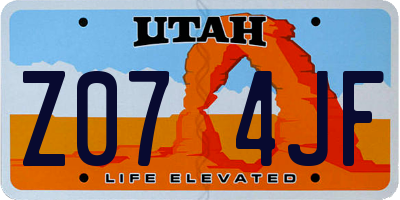 UT license plate Z074JF