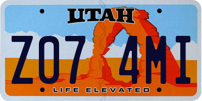 UT license plate Z074MI