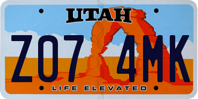 UT license plate Z074MK
