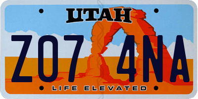 UT license plate Z074NA