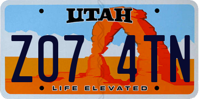 UT license plate Z074TN