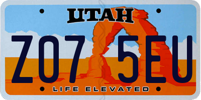 UT license plate Z075EU
