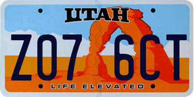 UT license plate Z076CT