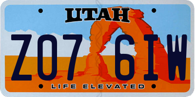 UT license plate Z076IW