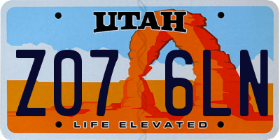 UT license plate Z076LN