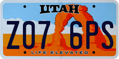 UT license plate Z076PS