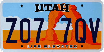 UT license plate Z077QV