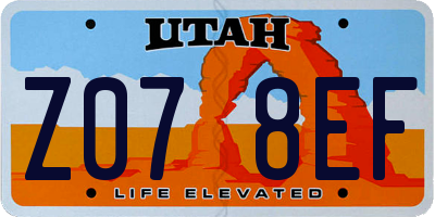 UT license plate Z078EF