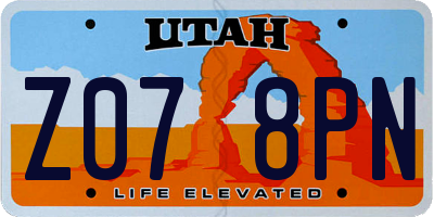UT license plate Z078PN