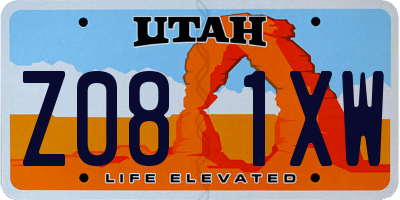 UT license plate Z081XW