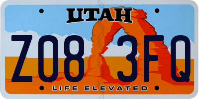 UT license plate Z083FQ