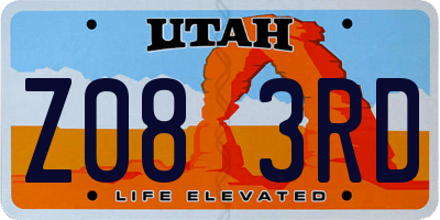 UT license plate Z083RD