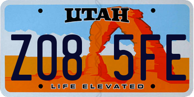 UT license plate Z085FE