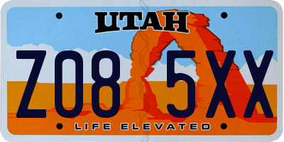 UT license plate Z085XX