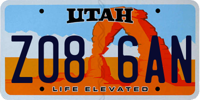 UT license plate Z086AN
