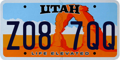 UT license plate Z087QQ