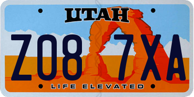 UT license plate Z087XA