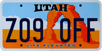 UT license plate Z090FF