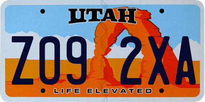 UT license plate Z092XA