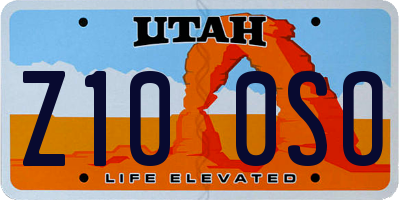 UT license plate Z100SO