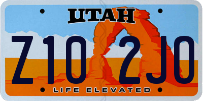 UT license plate Z102JO