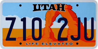 UT license plate Z102JU