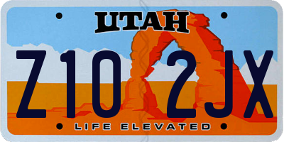UT license plate Z102JX