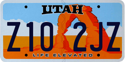 UT license plate Z102JZ