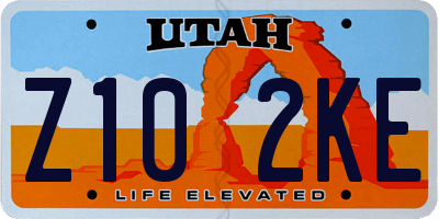 UT license plate Z102KE
