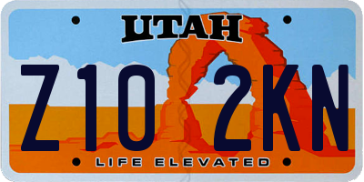 UT license plate Z102KN