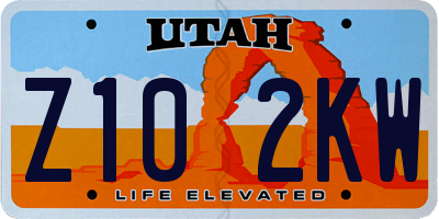 UT license plate Z102KW