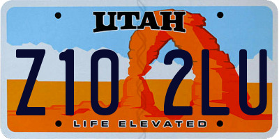 UT license plate Z102LU