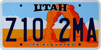 UT license plate Z102MA