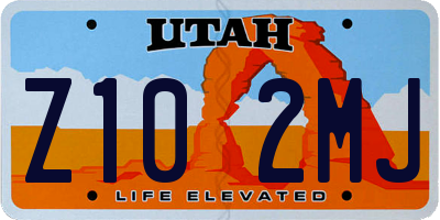 UT license plate Z102MJ