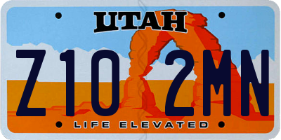 UT license plate Z102MN