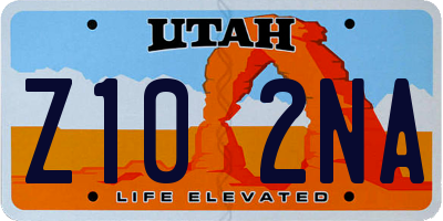 UT license plate Z102NA
