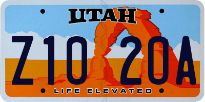 UT license plate Z102OA