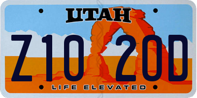 UT license plate Z102OD