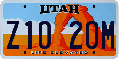 UT license plate Z102OM