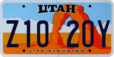 UT license plate Z102OY