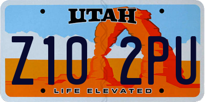 UT license plate Z102PU