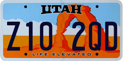 UT license plate Z102QD