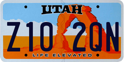 UT license plate Z102QN
