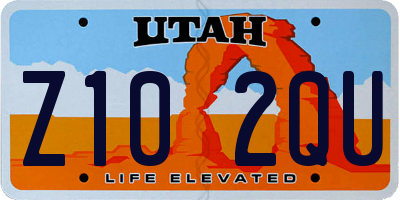 UT license plate Z102QU