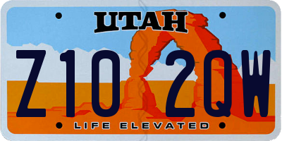 UT license plate Z102QW